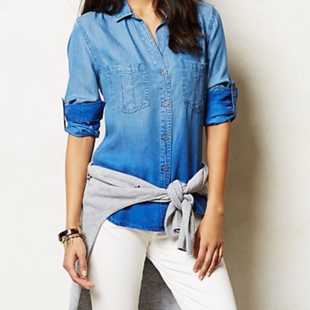 Cloth & Stone Ombre Chambray Buttondown Size M